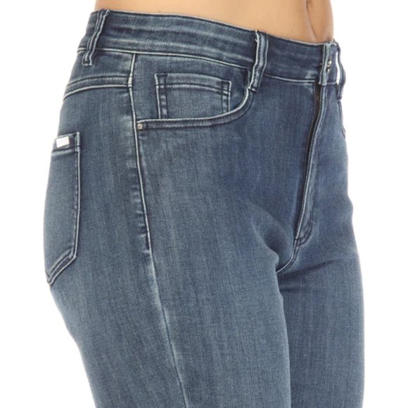 Joseph Ribkoff Denim Medium Blue High-Rise Bootcut Jeans SZ 8/29 NEW! - Picture 2 of 16